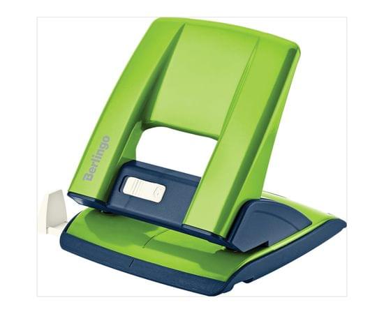 Дырокол Berlingo "Power TX" 30л., металлический, с фиксатором и линейкой, зеленый KPh_30180