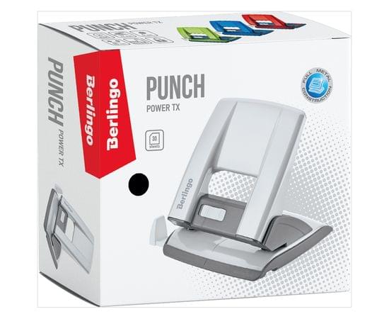 Дырокол Berlingo "Power TX" 30л., металлический, с фиксатором и линейкой, зеленый KPh_30180