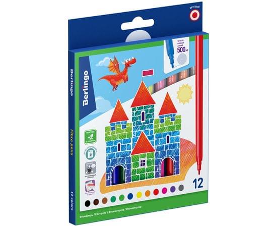 Фломастеры Berlingo "Замки", 12цв., смываемые, картон, европодвес WP00212