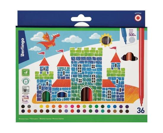 Фломастеры Berlingo "Замки", 36цв., смываемые, картон, европодвес WP00236
