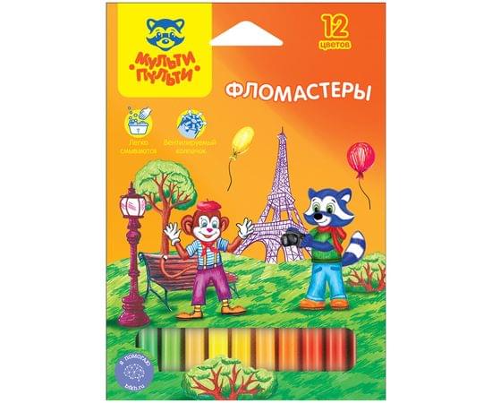 Фломастеры Мульти-Пульти "Енот во Франции", 12цв., смываемые, картон, европодвес WP_10716