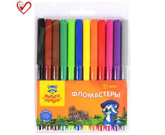 Фломастеры Мульти-Пульти "Енот в Италии", 12цв., смываемые, блистер WP_10726