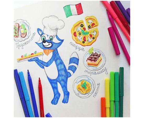 Фломастеры Мульти-Пульти "Енот в Италии", 12цв., смываемые, блистер WP_10726