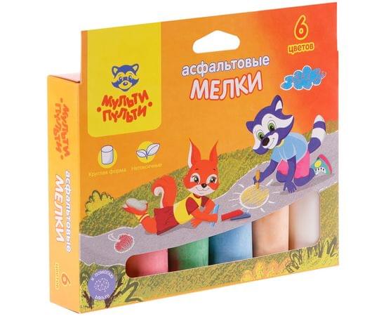 Мелки цветные для асфальта Мульти-Пульти, 6цв., круглые картонная коробка, европодвес АМ_31721