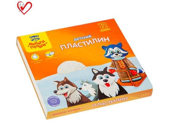 Пластилин Мульти-Пульти "Енот на Аляске", 12 цветов, 180г, со стеком, картон ДП_10235