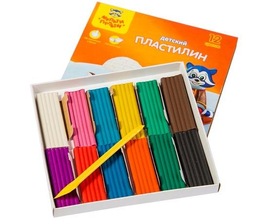 Пластилин Мульти-Пульти "Енот на Аляске", 12 цветов, 180г, со стеком, картон ДП_10235