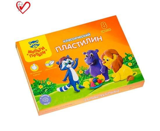 Пластилин Мульти-Пульти "Приключения Енота", 08 цветов, 160г, со стеком, картон КП_10207