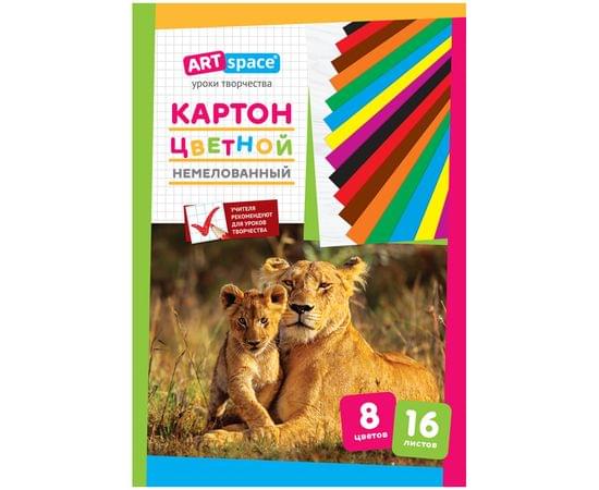 Картон цветной А4, ArtSpace, 16л., 8цв., немелованный, в папке Нкн16-8_6961