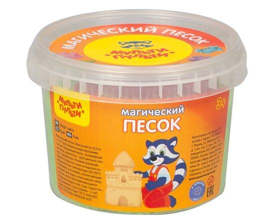 Песок для лепки Мульти-Пульти "Магический песок", зеленый, 500г, 2 формочки ПС_15800 / 540