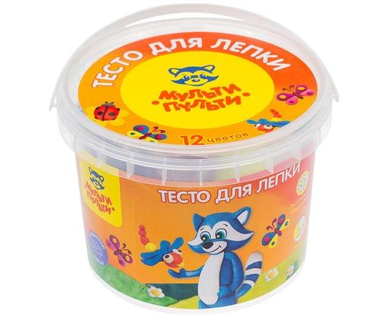 Тесто для лепки Мульти-Пульти "Енот в деревне", 12 цветов*30г, пластиковое ведро ТЛ_12209