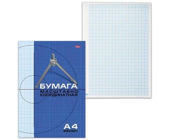 Бумага масштабно-координатная, А4, 210х295 мм, голубая, на скобе, 16 листов, HATBER, 16Бм4_02284 127119 