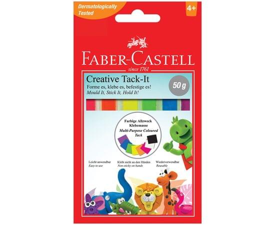 Масса для приклеивания Faber-Castell "Tack-It Creative", 50г., цветная, картон. уп., европодвес 187094