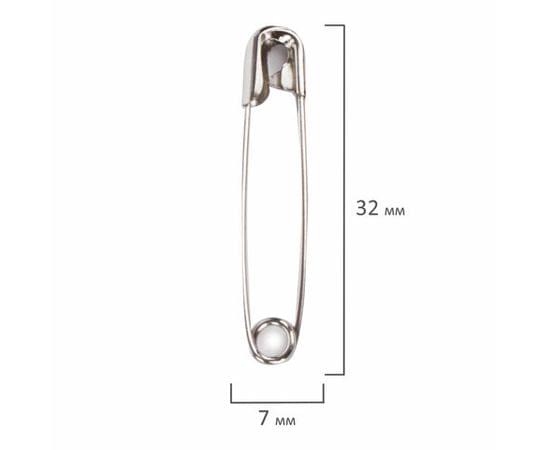 Булавки английские BRAUBERG 32 мм никелированные, 50 шт., в пласт. коробке с европодвесом, 223970 223970