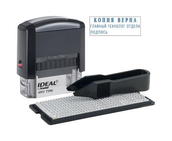 Штамп самонаборный Ideal, 3стр., 1 касса, пластик, 38*14мм, блистер (168224) 4911/DB IDEAL