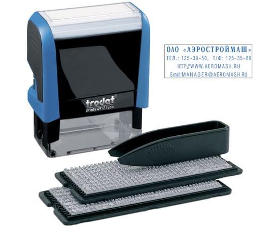 Штамп самонаборный Trodat, 4стр., 2 кассы, пластик, 47*18мм (43210) 4912/DВ