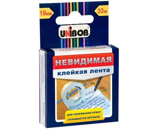Клейкая лента 19мм*33м, Unibob, невидимая, матовая, картонная упаковка, европодвес 51713