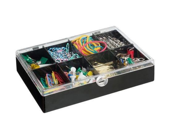 Набор скрепок Attache Selection 8 отд. (зажимы, скрепки, банк. рез, кноп) 647555