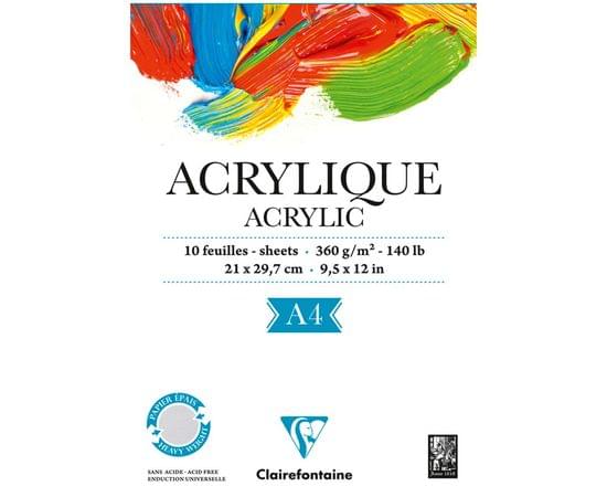 Альбом для акрила, 10л., А4, на склейке Clairefontaine "Acrylic", 360г/м2 96308C