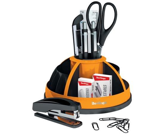 Настольный органайзер Berlingo "BR", 9 предметов, вращающийся, черный/оранжевый 243153