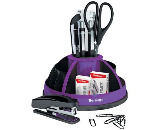 Настольный органайзер Berlingo "BR", 9 предметов, вращающийся, черный/фиолетовый 243155