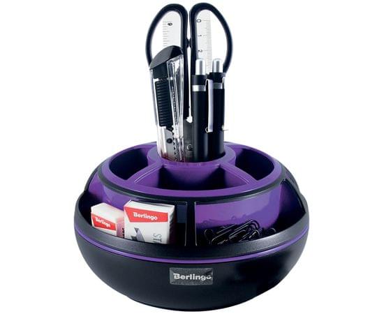 Настольный органайзер Berlingo "Apex", 9 предметов, вращающийся, черный/фиолетовый MOn_09112