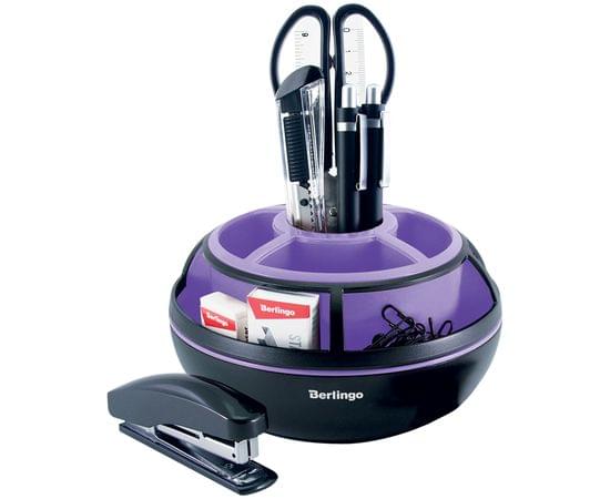 Настольный органайзер Berlingo "Instinct", 9 предметов, вращающийся, черный/лаванда 287203