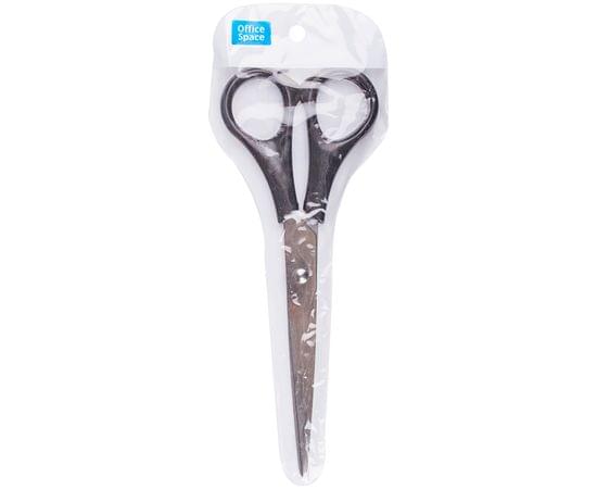 Ножницы OfficeSpace 16,2см, черные ручки, ПВХ чехол с европодвесом S162B_6716