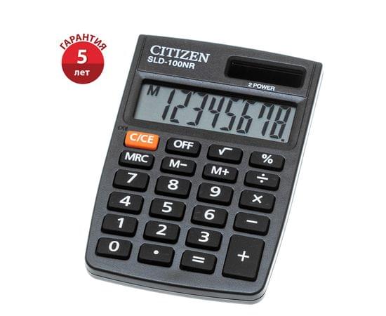 Калькулятор карманный Citizen SLD-100NR, 8 разрядов, двойное питание, 58*88*10мм, черный SLD-100NR
