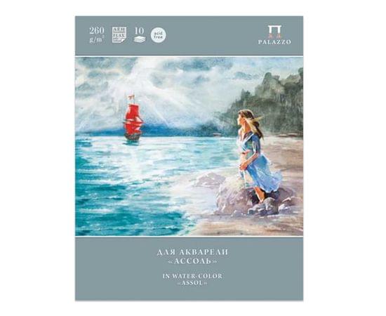 Папка для акварели БОЛЬШОГО ФОРМАТА А3, 10л., 260 г/м2, бумага ГОЗНАК палевая, "Лён", Ассоль, П-1520 П-1520