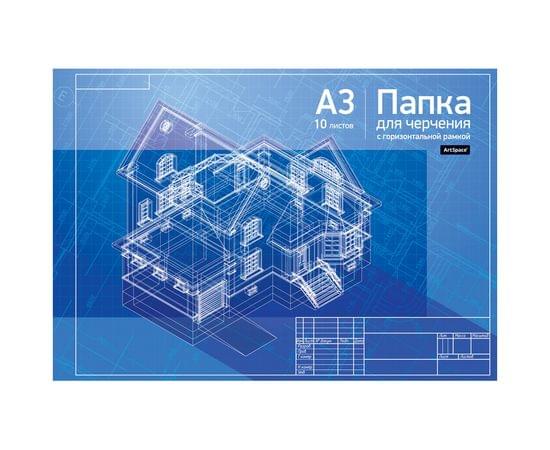 Папка для черчения А3, 10л., ArtSpace, с горизонтальной рамкой, 160г/м2 Пч10А3г_9017