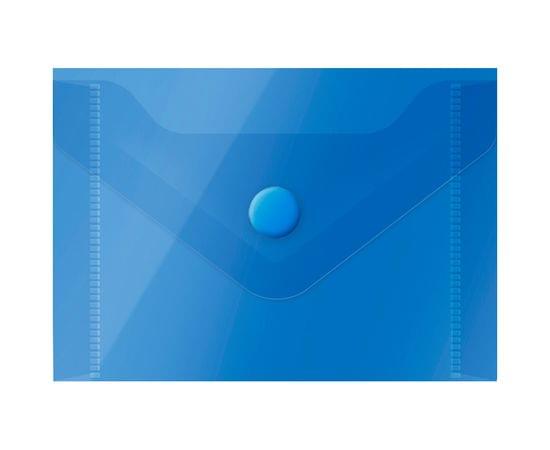 Папка-конверт на кнопке OfficeSpace А7 (74*105мм), 150мкм, пластик, полупрозрачная, синяя 267537