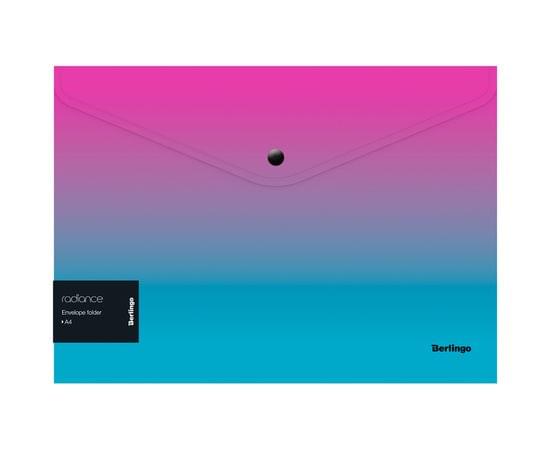 Папка-конверт на кнопке Berlingo "Radiance" А4, 180мкм, розовый/голубой градиент, с рисунком EFb_A4002