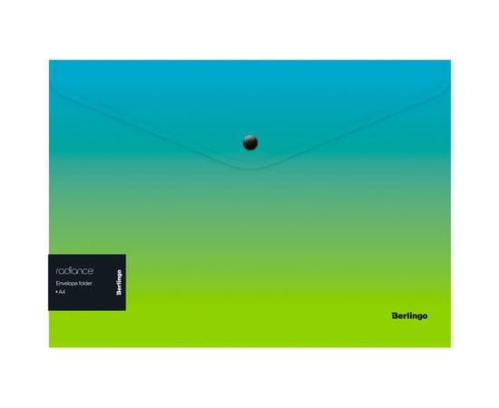 Папка-конверт на кнопке Berlingo "Radiance" А4, 180мкм, голубой/зеленый градиент, с рисунком EFb_A4003