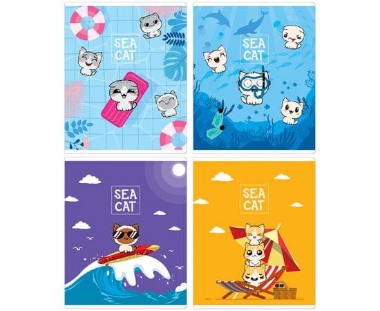 Тетрадь 48л., А5, клетка MESHU "Cat wave", глянцевая ламинация MS_31338