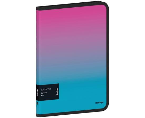 Папка на молнии Berlingo "Radiance" А4, 600мкм, розовый/голубой градиент, с рисунком ZF4_A4002