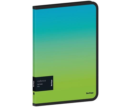 Папка на молнии Berlingo "Radiance" А4, 600мкм, голубой/зеленый градиент, с рисунком ZF4_A4003