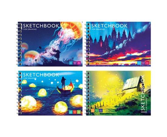 Скетчбук-блокнот 60л., А6 ArtSpace "Bright world", на гребне, 120г/м2 Б6р60грг_35499