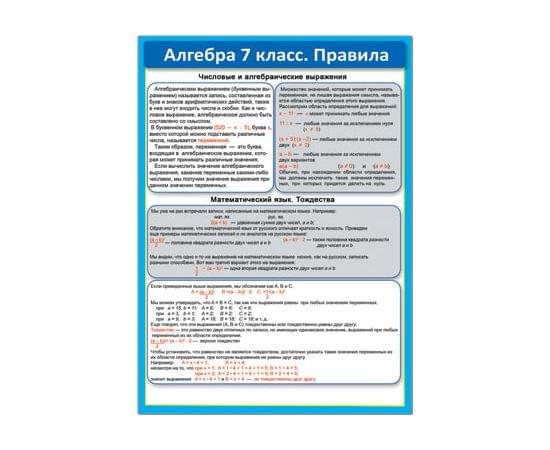 39314 Алгебра 7 класс. Правила  155*210 39314