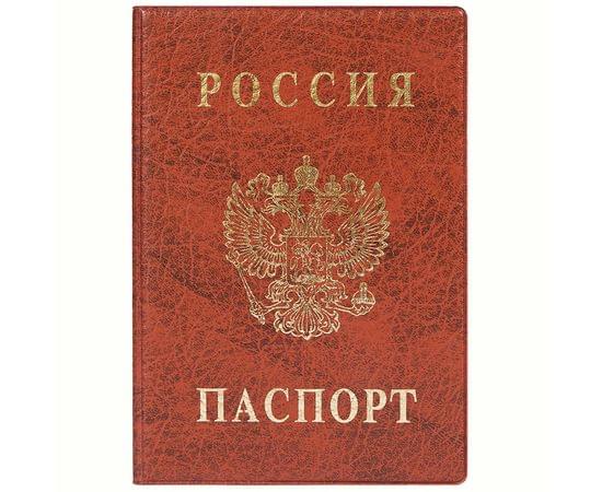 Обложка для паспорта ДПС, ПВХ, тиснение "Герб", коричневый 2203.В-104