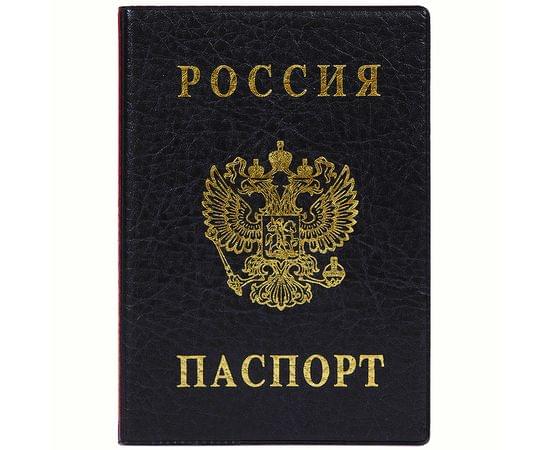 Обложка для паспорта ДПС, ПВХ, тиснение "Герб", черный 2203.В-107