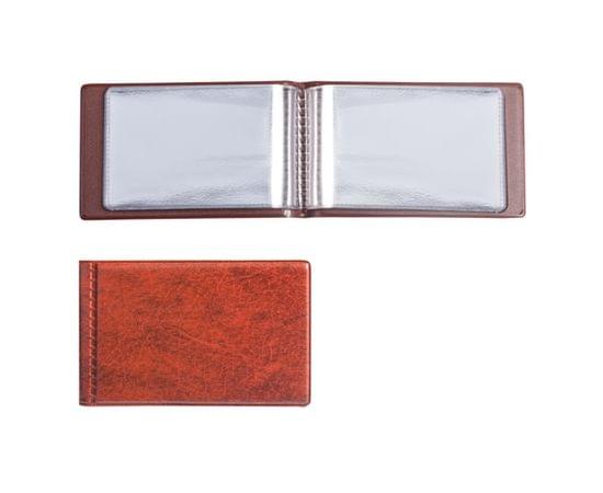 Визитница однорядная на 28 визитных, дисконтных или кредитных карт, коричневая, ДПС, 2054-104 235605