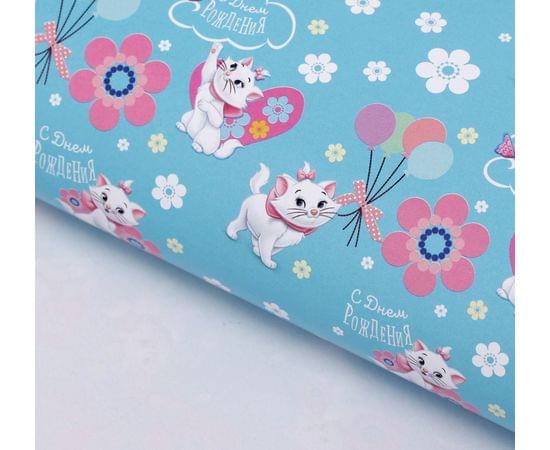 Бумага упаковочная глянцевая "С Днем Рождения", 50х70 см, Коты аристократы 2391086 2391086