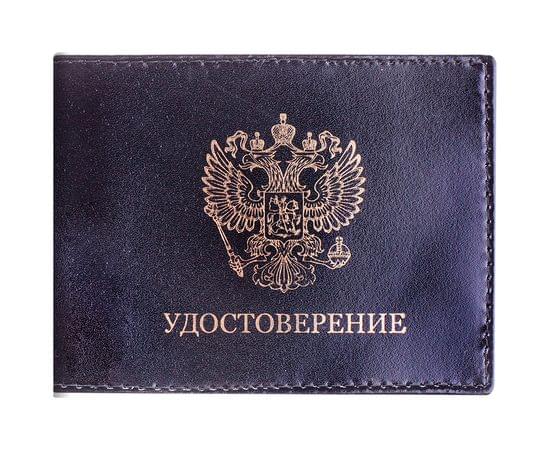 Обложка для удостоверения OfficeSpace черная, кожа, тиснение "Герб" KUd_2803 / 186366