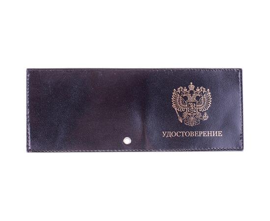 Обложка для удостоверения OfficeSpace черная, кожа, тиснение "Герб" KUd_2803 / 186366