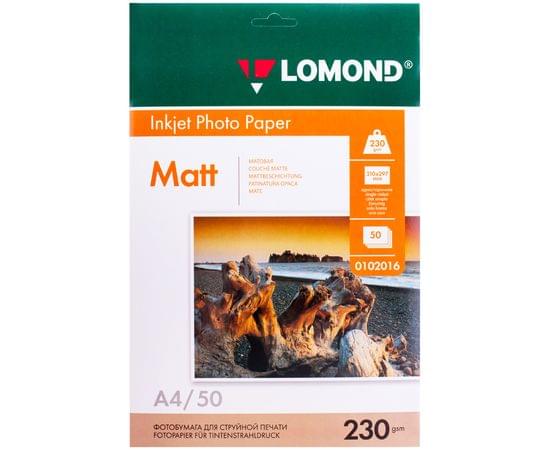 Фотобумага А4 для стр. принтеров Lomond, 230г/м2 (50л) мат.одн. 0102016