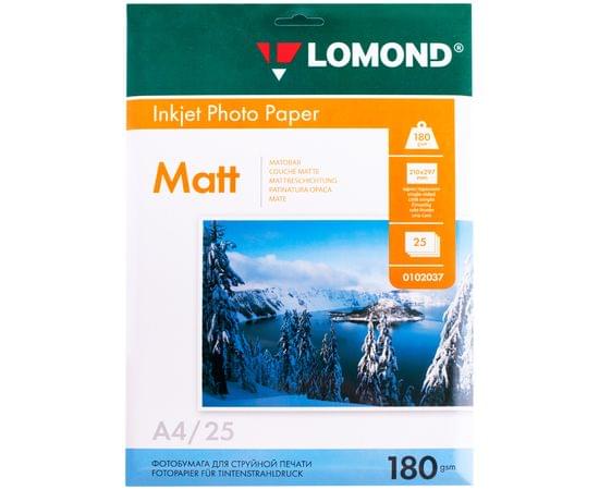 Фотобумага А4 для стр. принтеров Lomond, 180г/м2 (25л) матовая односторонняя 0102037