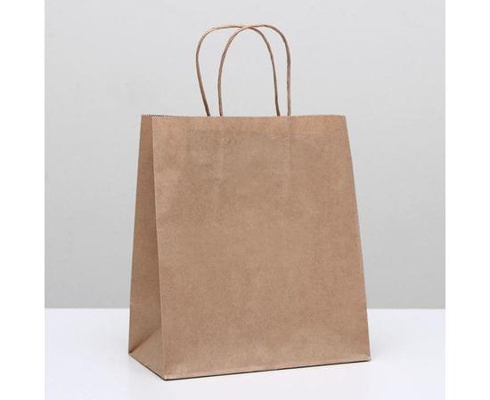 Пакет крафт без печати, круглая ручка 22×12×28 см 1263050 1263050