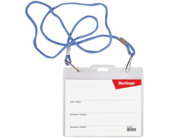 Бейдж горизонтальный Berlingo, 125*110мм (размер вставки 123*89мм), 2 карабина 206005