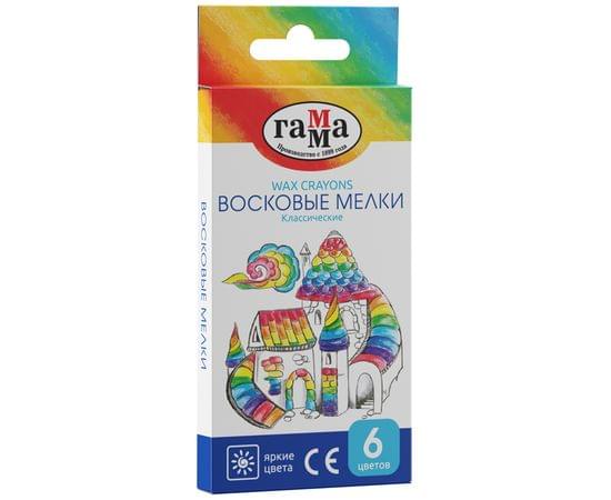 Мелки восковые Гамма "Классические", 06цв., трехгранные, картон. упаковка, европодвес 2131018_01_32