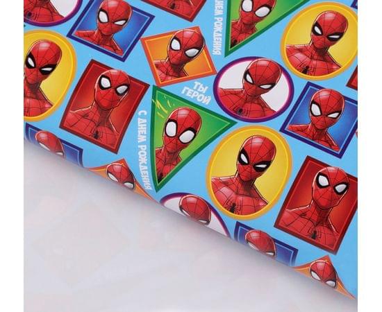 Бумага упаковочная глянцевая "С Днем Рождения", 50х70 см, Человек-паук 2391089 2391089